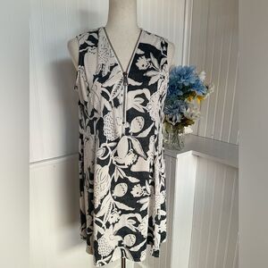 White & Black Summer Floral Print Dress